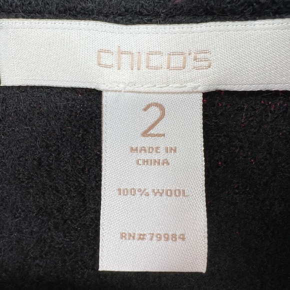 Chico’s 2 M 12 red black cape jacket 100% wool winter business casual Holiday - Picture 7 of 10